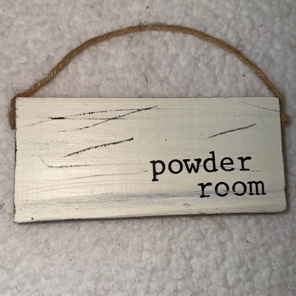 Mud Pie Rustic White Powder Room Sign Farmhouse Chic‎